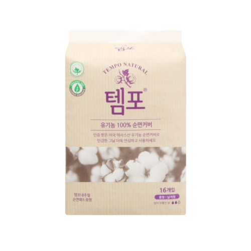 Tempo Natural Organic Sanitary Napkins PAD Winging Medium Type 16EA 24cm - $35.67