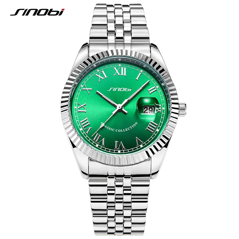 SINOBI Iced Out Watch For Men   Full  Mens  Casual Calender Clock Best Selling P - £87.16 GBP