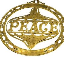 Vintage Figis Inc PEACE Gold Tone Plated Brass Round Mobile Christmas Ornament  - $12.17
