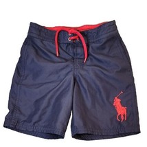 Polo Ralph Lauren Boys Navy Blue BIG Red Horse Pony Swim Trunks Size 5 - $20.00