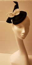 Fascinator hat Black Hat fascinator #Blackhat with White felt leaves. Ascot hat  - £29.89 GBP