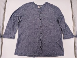 Flax Jeanne Engelhart 100% Linen Button Short Sleeve Shirt Women&#39;s Size Large - £30.96 GBP