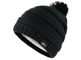 Fear0 NJ Extreme Cold Winter Black Chunky Cable Knit Warm Insulated PomP... - £6.12 GBP