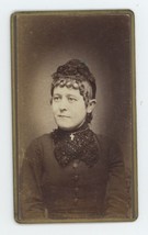 Antique CDV Circa 1870s Lovely Woman Wearing Crucifix &amp; Black Hat New Haven, CT - £8.88 GBP