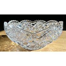 ANTIQUE AMERICAN BRILLIANT PERIOD CUT GLASS LARGE BOWL DIAMONDS HOBSTARS... - €347,81 EUR