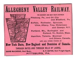 Original 1890&#39;s Alleghany Valley Railway Ad  Route Map in Keystone - £19.43 GBP