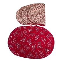 Paisley Country Reversible Placemats Red Cowboy Hats And Guitars Set Of 4 - £36.81 GBP