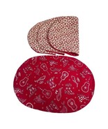 Paisley Country Reversible Placemats Red Cowboy Hats And Guitars Set Of 4 - £36.60 GBP