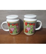 Vintage Large Ceramic Strawberry Colorful Salt &amp; Pepper Shakers w/ Stoppers - £18.22 GBP