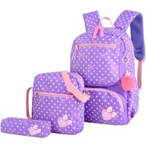 3pcs/set Dot Printing School Bags Backpack Schoolbag Fashion Kids Lovely Backpac - £35.58 GBP