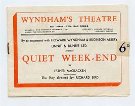 Quiet Weekend Program Wyndham's Theatre London England 1940's - $21.78