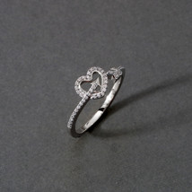 10K White Gold 0.12Ct TW Diamond Heart and Arrow Fashion Ring - £191.80 GBP