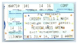 Crosby Stills Nash CSN Ticket Stub July 10 1990 East Rutherford New Jersey - $24.74