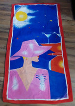 Kel-Tex Beach Bath Towel Vintage 1990s Brazil Cotton Retro Lady Martini ... - $37.19