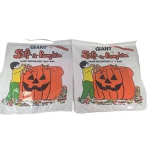 Vintage Giant Pumpkin Lawn Leaf Bags 2 Sided 2 packs New Plastic Jack O Lantern - £10.19 GBP