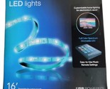 New! Aura LED ColorStrip Lights, 16 Feet, USB Power Easy-To Use Remote S... - $11.06