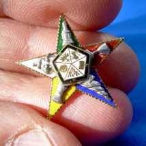 Solid 14K Gold Masonic Pin Art Deco Order Of The Eastern Star Brooch Enamel 1920 - $470.25