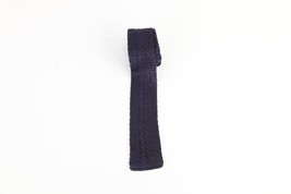 Vintage 50s Rockabilly Knit Square Neck Tie Dress Tie Blue USA Acrylic W... - £31.50 GBP