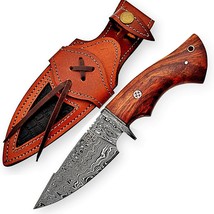 10 Inch Damascus Knife Handmade Hunting Knife with Sheath Fixed Blade Knife NEW - $53.27