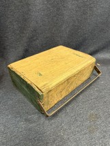 Antique Box Wooden Cigar Box with Metal Closure Bar and Hinged Lid 6.5x9x3” - £19.61 GBP