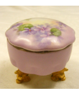 Vintage Porcelain Trinket Jewelry Box Artist Signed Purple Floral Design... - $649.68 MXN