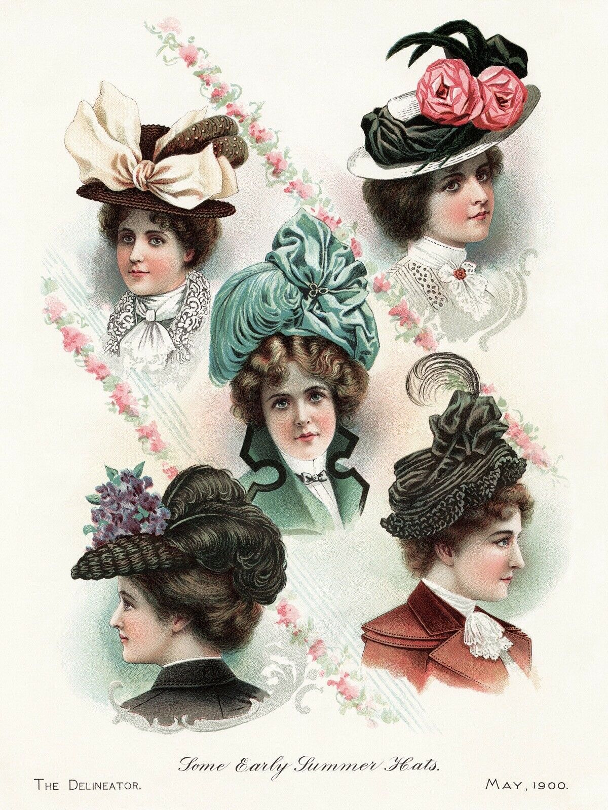 Wall Decor Poster.Interior home.Room art design.Victorian Hats Fashion.11614