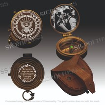 Personlalized United States Navy Brass Compass Gift With Leather Cover. - £21.78 GBP
