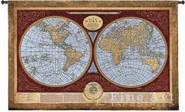 53x76 Map Of The World Globe Art Tapestry Wall Hanging - £230.90 GBP