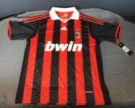 New Italy Associazione Calcia Milan Rossoneri Addidas Black Futbol Jersey Medium - £51.79 GBP