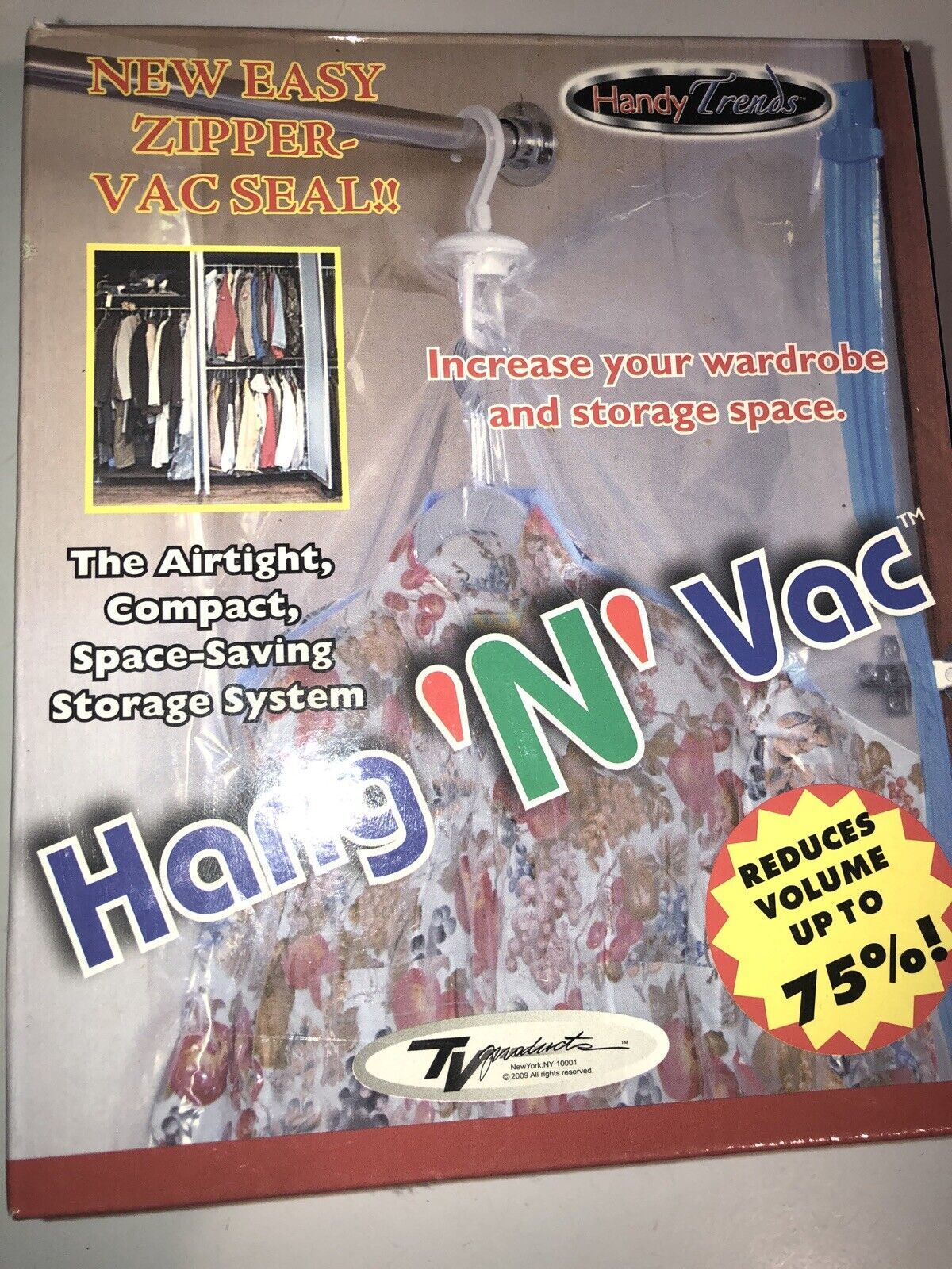 Hang &#39;N&#39; Vac airtight compact space saving clothes storage system zipper... - $7.39