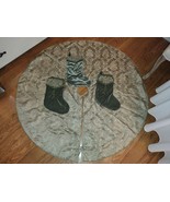 VTG Christmas Tree Skirt Green Jacquard 52&quot; Victorian &amp; 3 Matching Stock... - $83.23 CAD