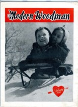The Modern Woodman Magazine February 1946 Kids on Sled Cover - £12.43 GBP
