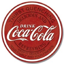 Coca Cola Coke Friends Family Round Logo Retro Soda Wall Decor Metal Tin... - £12.58 GBP