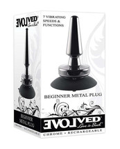 Evolved Beginner Vibrating Rechargeable Metal Plug - Black - £52.98 GBP