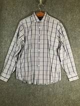 Bugatchi Button Up Shirt Mens Classic Fit Long Sleeve Checkered Casual Wear - $13.80