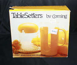 Vintage TableSetters by Corning Pyrex Glass Sugar Creamer Set Yellow Ret... - $33.28