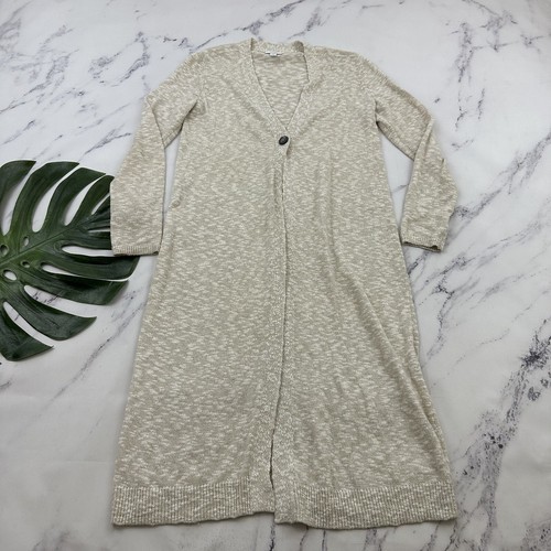 Pure J Jill Duster Cardigan Sweater Size XS Cream White Long Open Knit L... - £21.59 GBP