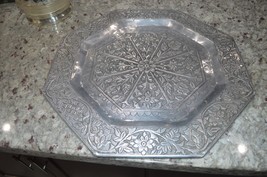 Large Vintage Aluminum Platter, 19” Diam,Lovely floral Patterns - $35.00