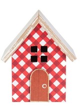 Pioneer Woman ~ Red/White Plaid Gingham ~ Wooden ~ Tabletop Birdhouse ~ ... - $30.00
