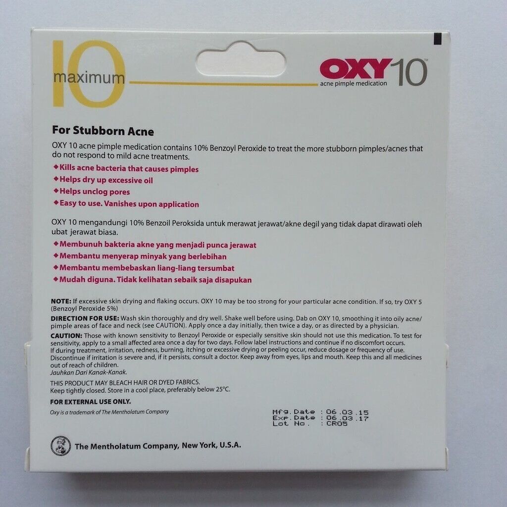 10 tubos x 25 g OXY 10 Medicamento para granos de acné como máximo para... Item image 5