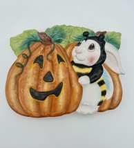 Halloween Pumpkin Bunny Bee Blooms Fitz &amp; Floyd Plate Candy Dish 9” X 7”... - £8.93 GBP