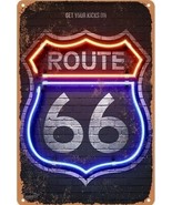 Neon Style Route 66 Vintage Looking Tin Metal Sign  U.S. 66 Highway Road... - £12.25 GBP