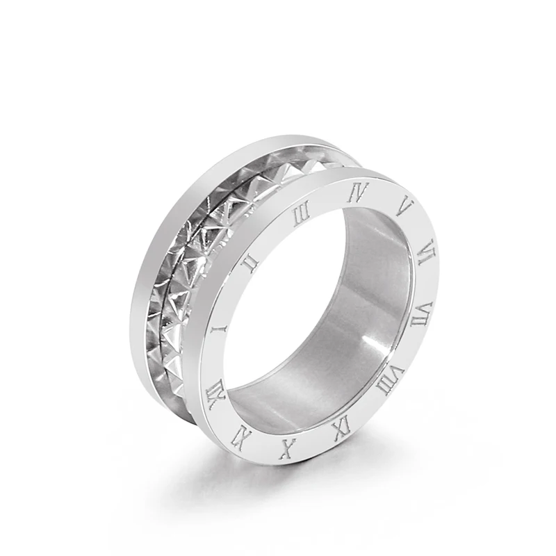 New 3 Colors Stainless Steel Bague Femme Trendy Cubic Zirconia Wedding Ring For  - £13.78 GBP