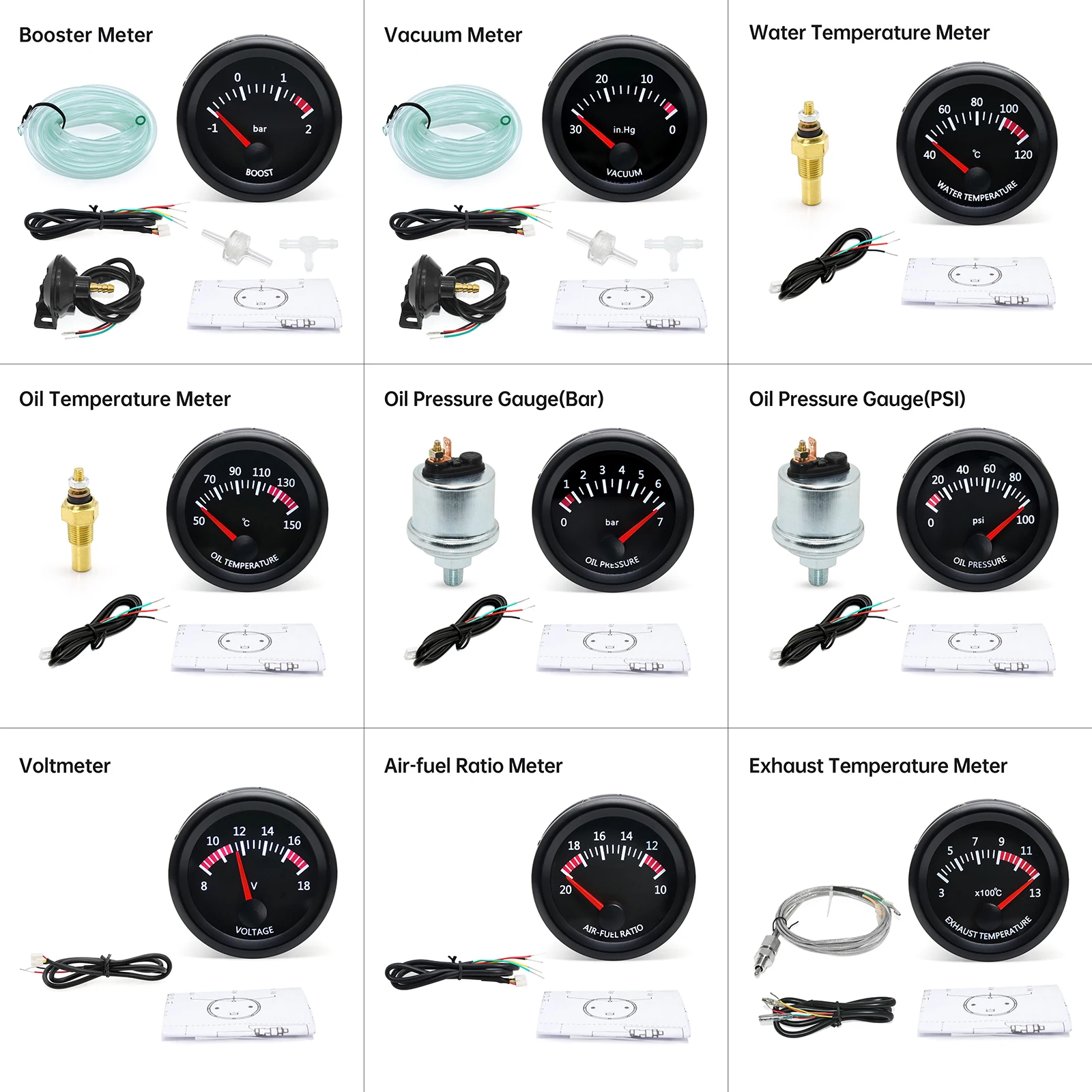 For gasoline car 12v 52mm car gauge universal auto car water temp oil temp oil press thumb200