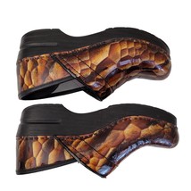 Dansko Bronze Brown Snake Skin Print Patent Leather Clogs EU Size 36 - US Size 6 - £23.73 GBP