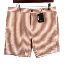 Club Monaco Mens Shorts Red Seersucker Stripes Preppy Vacation Beach Siz... - $37.61