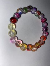 Multicolored (Glass Bead / Crackle Bead Homemade Bracelet)stretch Bracelet - $4.95