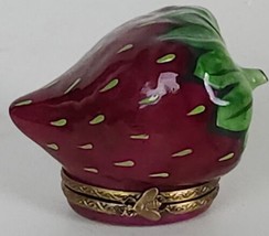 Vtg Rare Gerard Ribierre Limoges France Red Strawberry Bee Clasp Fruits 1970&#39;s - $109.00