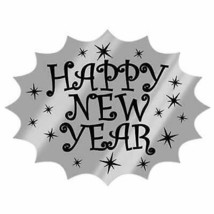 Black and Silver Foil Happy New Year Cutout, Lot of 3 - £6.90 GBP