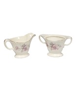 Vtg 1942 Edwin M Knowles China Semi Vitreous Peony Pattern Creamer &amp; Sug... - $30.40 CAD